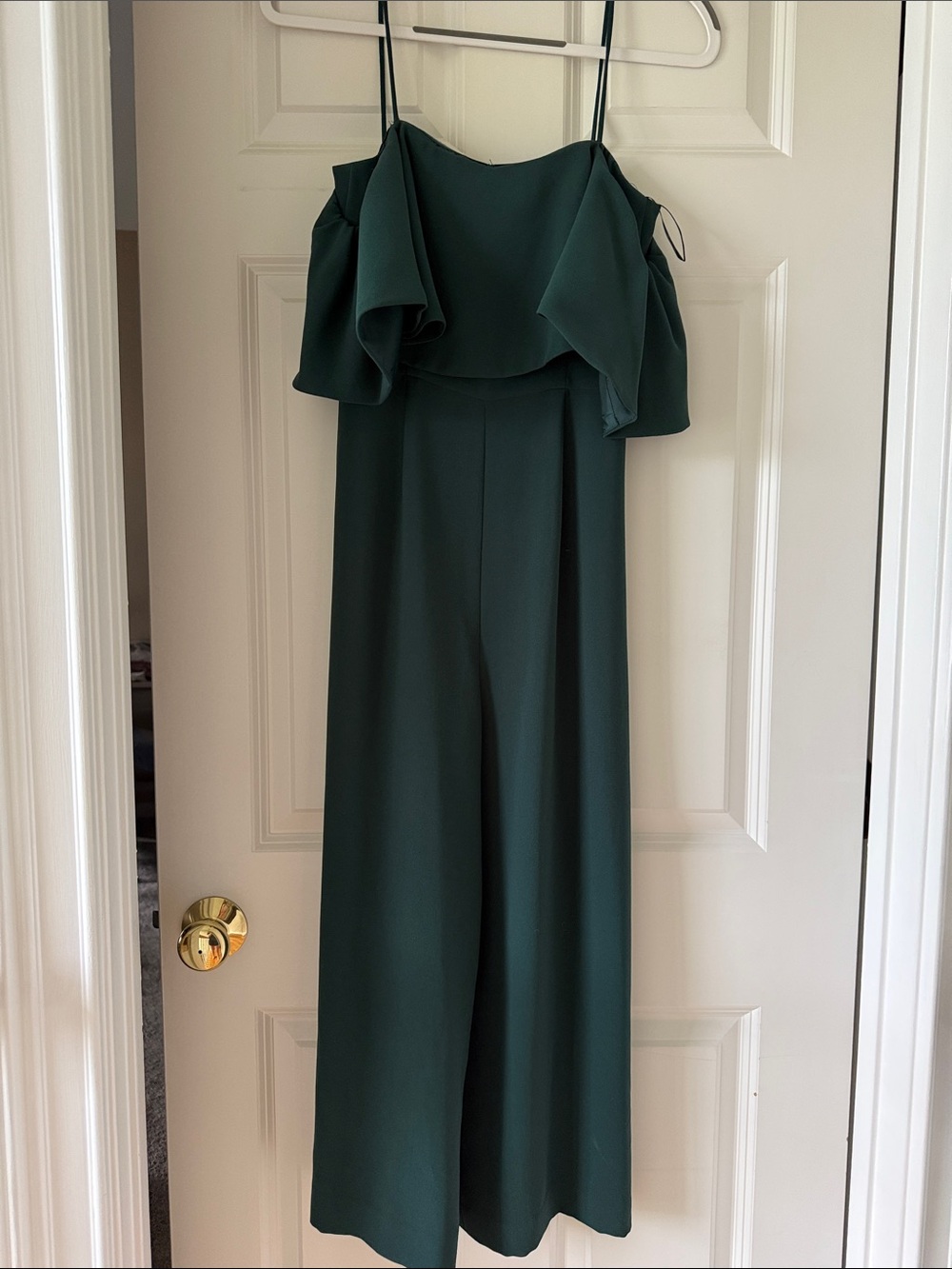 H&M Forest Green Off-Shoulder Wide-Leg Jumpsuit